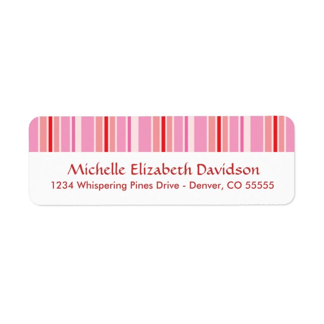 Pink Stripes Personalised Return Address Labels (Front)