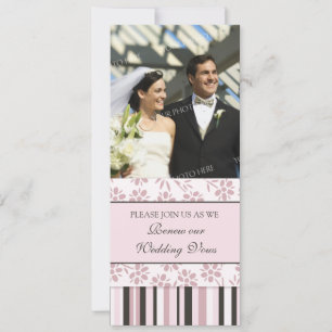 Pink Stripes Photo Wedding Vow Renewal Invitation
