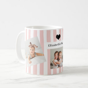 Pink Stripes, Photos, and Heart   For Mum Coffee Mug