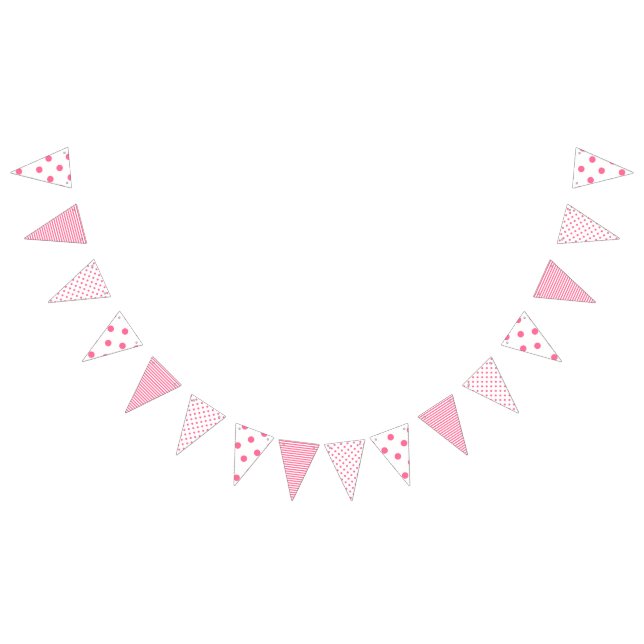 Pink Stripes & Polkadots -  Party Bunting Banner (All)