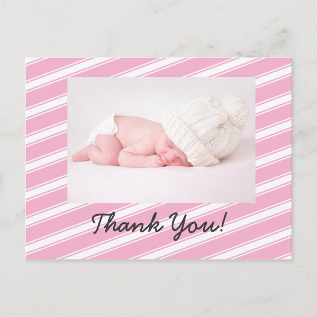Pink Stripes Postcard Cute Girly Girl Pattern Art (Front)