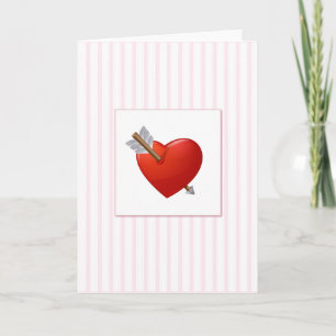 Pink Stripes - Red Valentine Heart Holiday Card