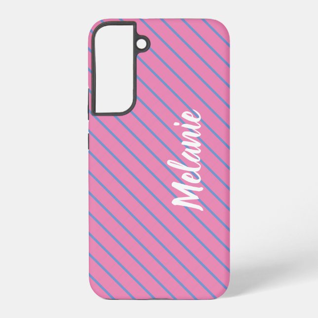 Pink Stripes Samsung Galaxy S22 Cell Phone Case (Back)