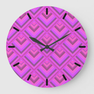Pink stripes scale pattern large clock