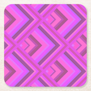 Pink stripes scale pattern square paper coaster