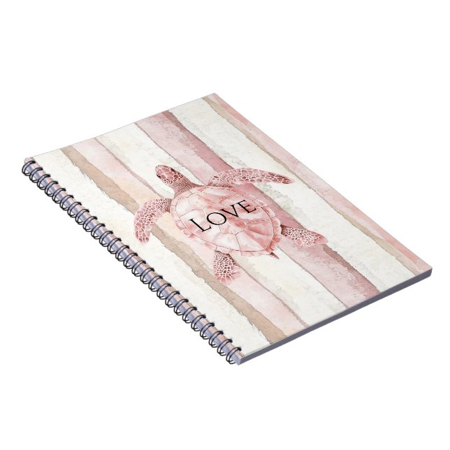 Pink Stripes Sea Turtle Notebook (Right Side)