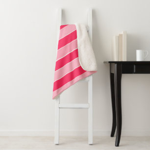Pink Stripes  Sherpa Blanket