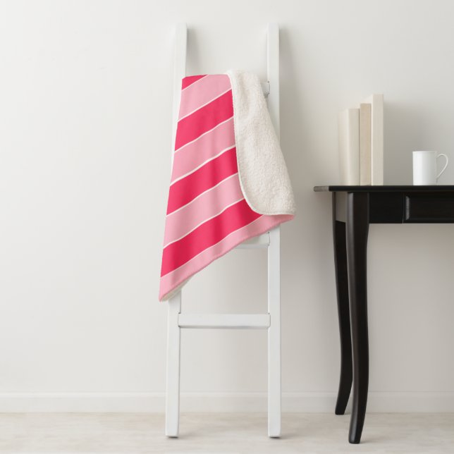 Pink Stripes  Sherpa Blanket (In Situ)
