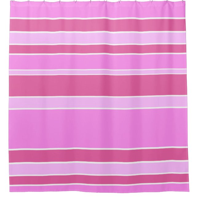 Pink stripes shower curtain (Front)
