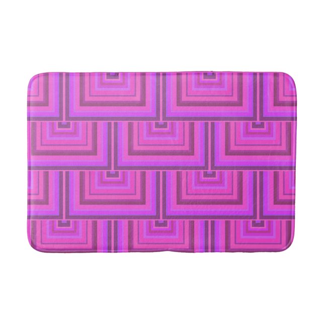 Pink stripes square scales pattern bath mat (Front)
