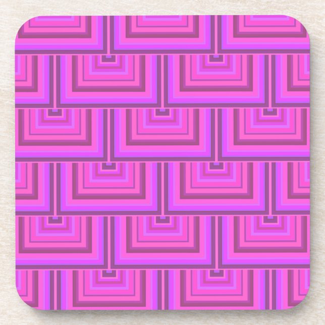 Pink stripes square scales pattern coaster (Front)