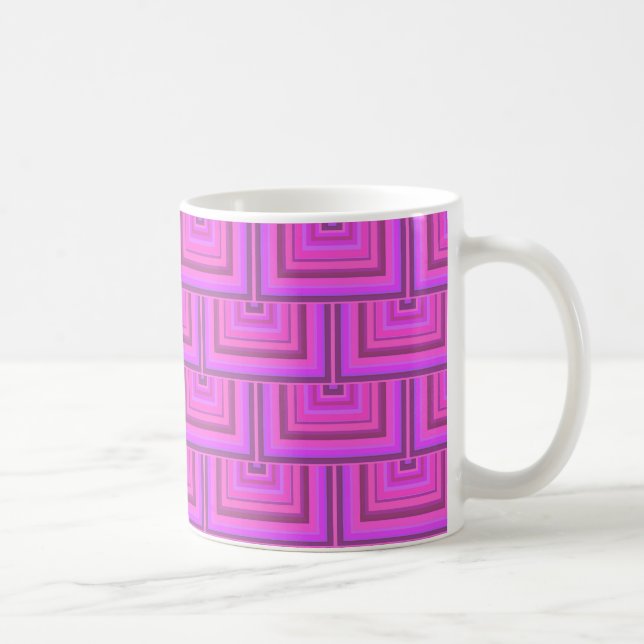 Pink stripes square scales pattern coffee mug (Right)