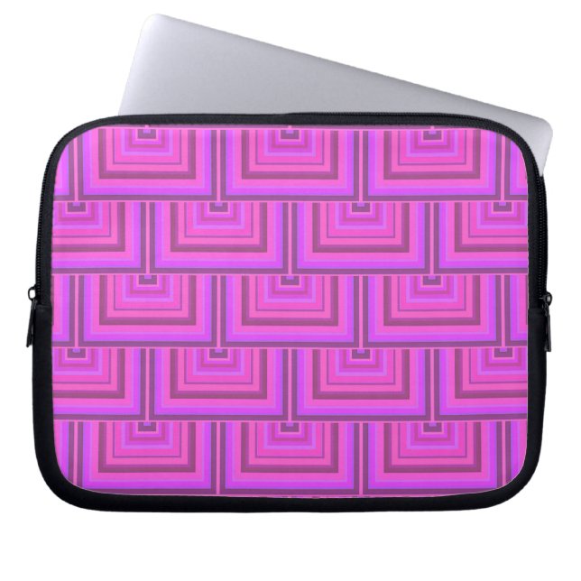 Pink stripes square scales pattern laptop sleeve (Front)