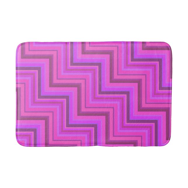 Pink stripes stairs pattern bath mat (Front)