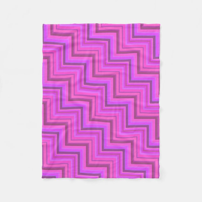 Pink stripes stairs pattern fleece blanket (Front)