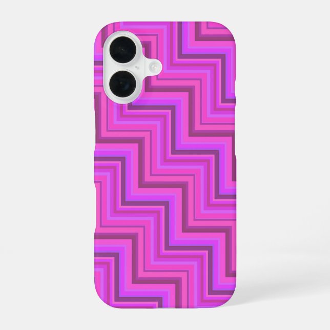 Pink stripes stairs pattern iPhone 16 case (Back)