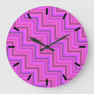 Pink stripes stairs pattern large clock