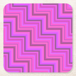 Pink stripes stairs pattern square paper coaster
