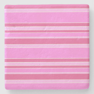 Pink stripes stone coaster