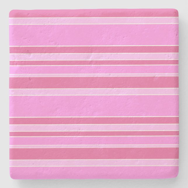 Pink stripes stone coaster (Front)