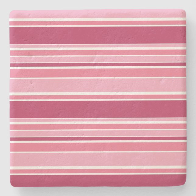 Pink stripes stone coaster (Front)