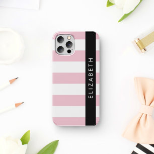 Pink Stripes, Striped Pattern, Lines, Your Name iPhone 16 Case