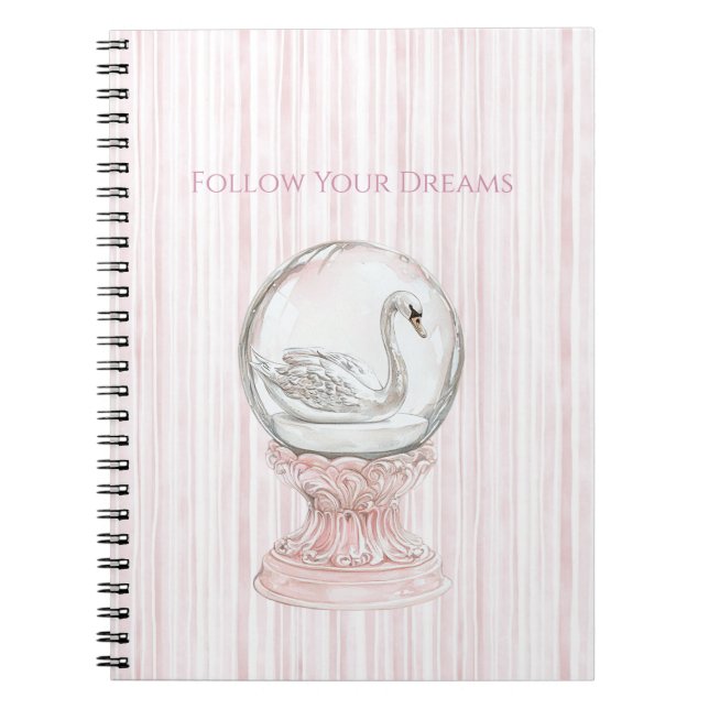 Pink Stripes Swan   Notebook (Front)