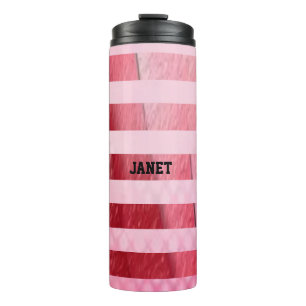 Pink stripes textured pattern thermal tumbler