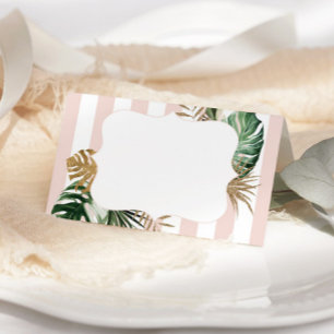 Pink stripes tropical plm beach chic wedding