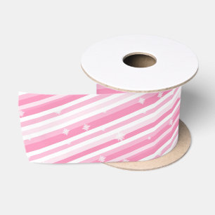 Pink Stripes Vintage Christmas Satin Ribbon