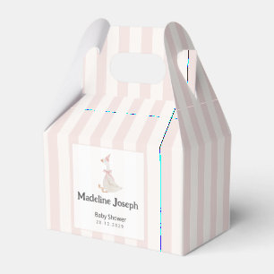 Pink Stripes Watercolor Goose Girl Baby Shower Favour Box