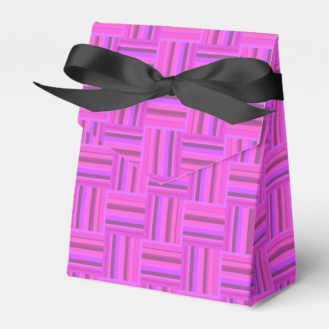 Pink stripes weave pattern favour box (Front Side)