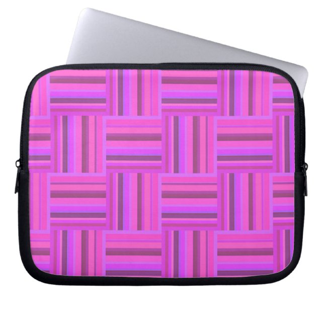 Pink stripes weave pattern laptop sleeve (Front)