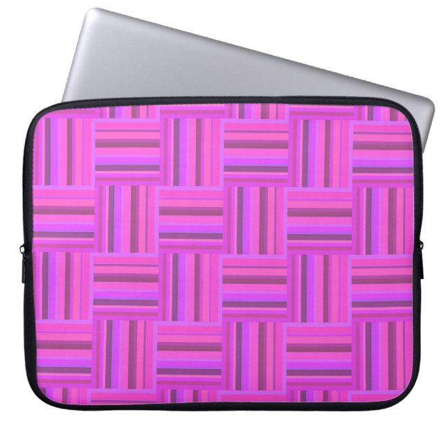 Pink stripes weave pattern laptop sleeve (Front)