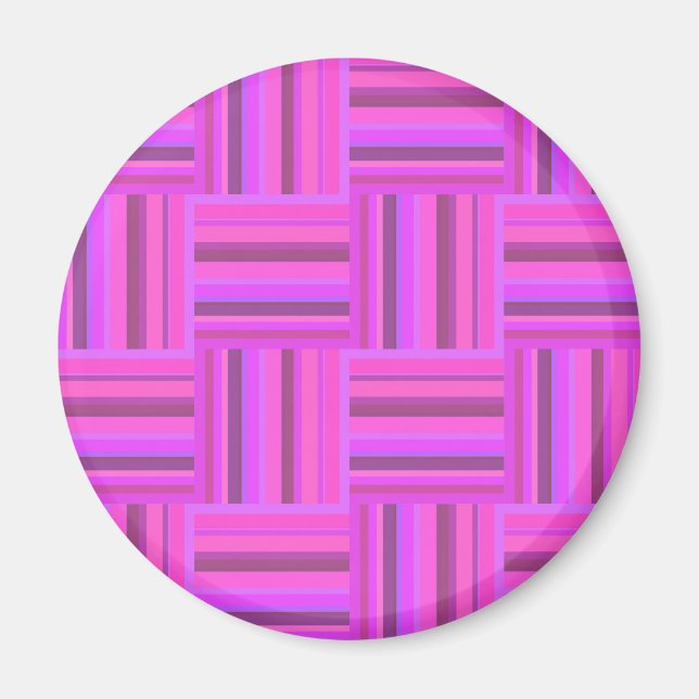 Pink stripes weave pattern magnet (Front)