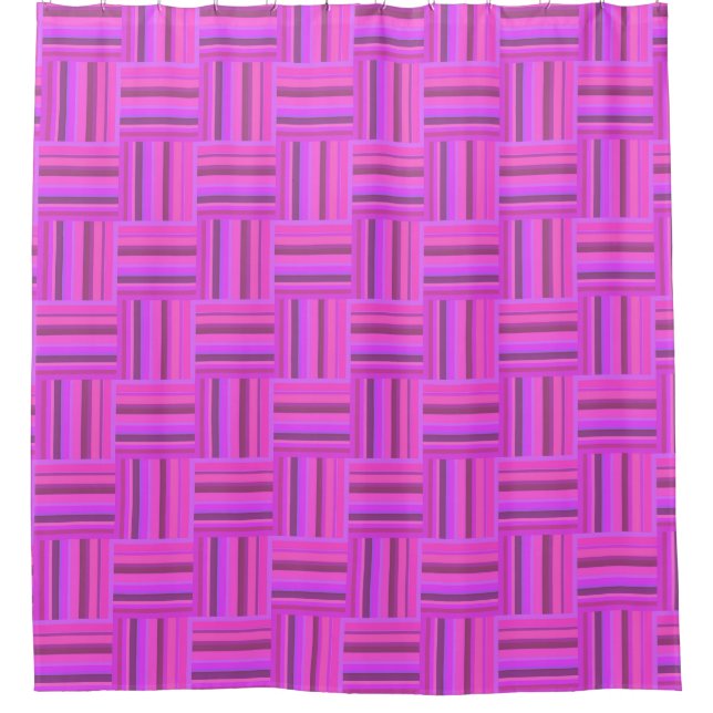 Pink stripes weave pattern shower curtain (Front)
