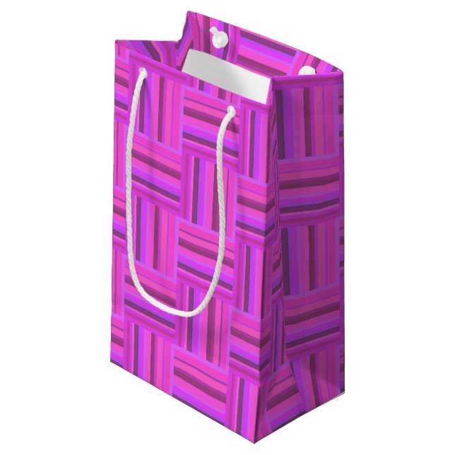 Pink stripes weave pattern small gift bag (Front Angled)