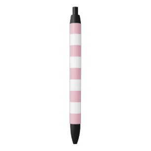Pink Stripes, White Stripes, Striped Pattern Black Ink Pen