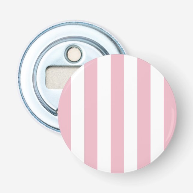 Pink Stripes, White Stripes, Striped Pattern Bottle Opener (Front)