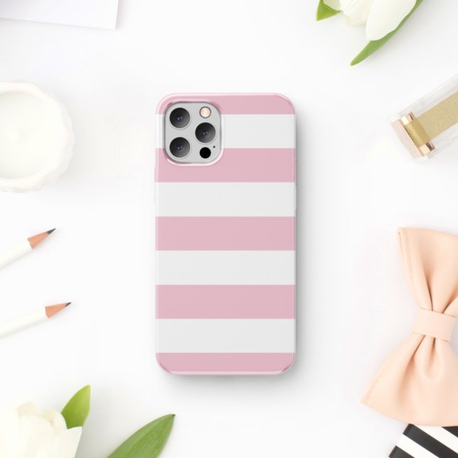Pink Stripes, White Stripes, Striped Pattern Case-Mate iPhone Case (Creator Uploaded)