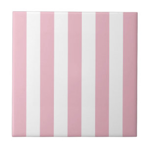 Pink Stripes, White Stripes, Striped Pattern Ceramic Tile