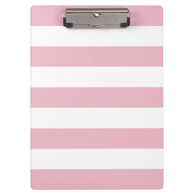 Pink Stripes, White Stripes, Striped Pattern Clipboard (Front)