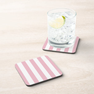 Pink Stripes, White Stripes, Striped Pattern Coaster