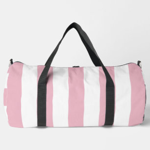 Pink Stripes, White Stripes, Striped Pattern Duffle Bag