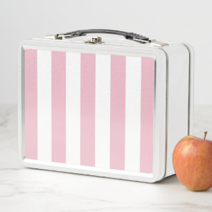 Pink Stripes, White Stripes, Striped Pattern Metal Lunch Box