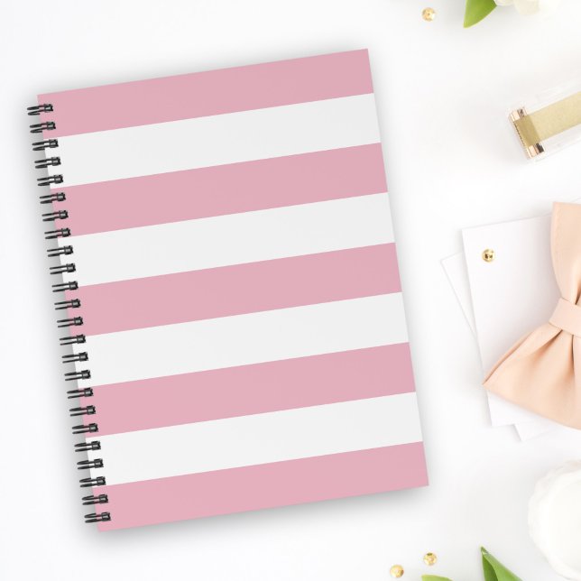 Pink Stripes, White Stripes, Striped Pattern Notebook (Creator Uploaded)