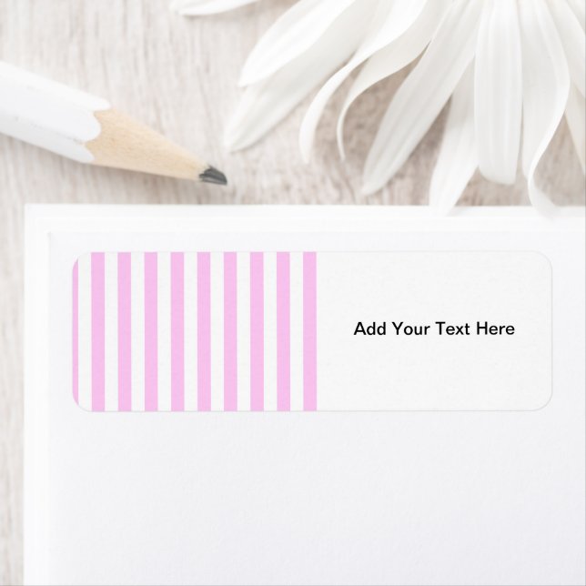 Pink Stripes, White Stripes, Striped Pattern Return Address Label (Insitu)