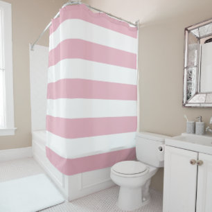 Pink Stripes, White Stripes, Striped Pattern Shower Curtain