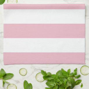 Pink Stripes, White Stripes, Striped Pattern Tea Towel