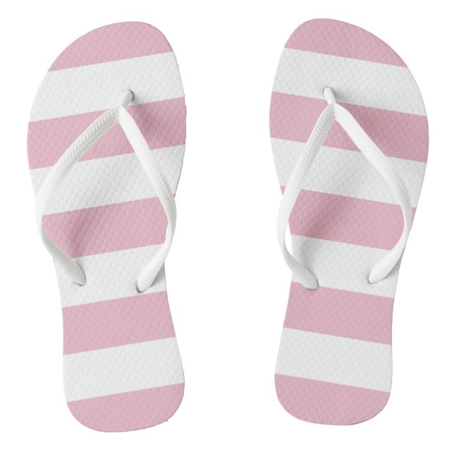 Pink Stripes, White Stripes, Striped Pattern Thongs (Footbed)